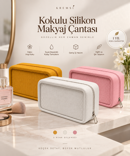 (1 Yıl Koku Garantili ) Kokulu Silikon Makyaj Çantası™